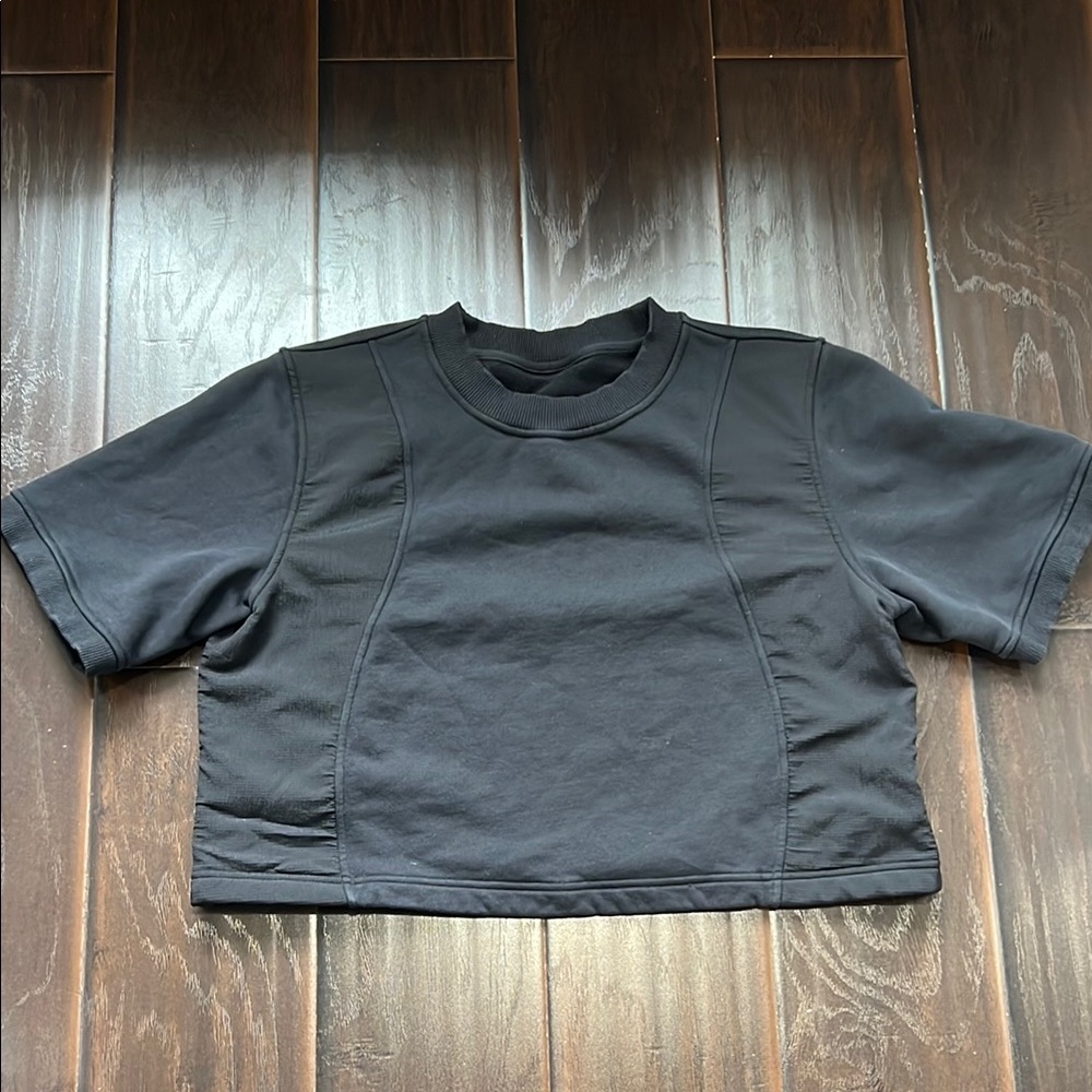 Lululemon Black Cotton French Terry and Swift T-Shirt, size 12